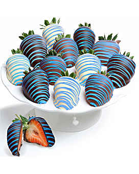 Blue Drizzle Belgian Chocolate Dipped Strawberries